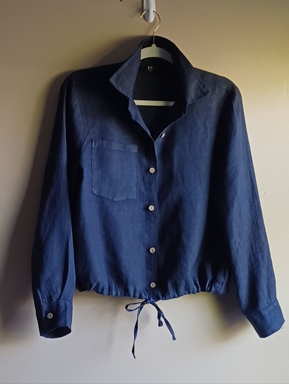 NT by AMATY linen Top In Navy Blue M
